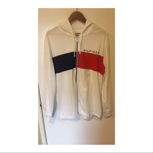 Tommy Hilfiger White LightWeight Color Block Hoody